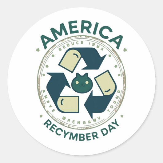 Eco Warrior Recycle Day Shirt Runder Aufkleber (Vorderseite)