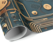 EcoFusion: Gerecycelt Tech-Hintergrundbild Geschenkpapier (Rolleneckpunkt)