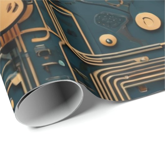 EcoFusion: Gerecycelt Tech-Hintergrundbild Geschenkpapier (Rolleneckpunkt)