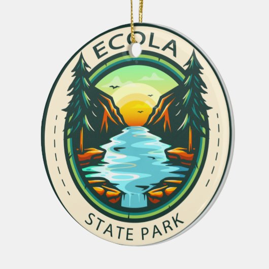 Ecola Staat Park Oregon Abzeichen Keramik Ornament (Links)