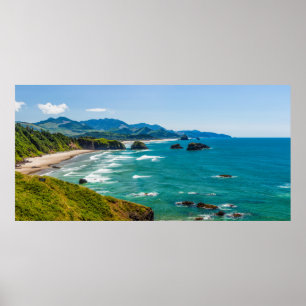 Ecola State Park, Oregon. Panorama von Crescent Poster
