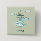 Ecology Surfer Sustainable Life Hipster Button (Vorderseite)