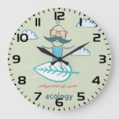Ecology Surfer Sustainable Life Hipster Große Wanduhr (Vorderseite)