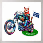 EcoMarlee Maskottchen Reiten Motorrad mit Flagge Poster (Vorne)