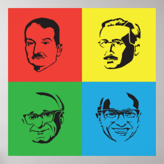 Econ Heads - Mises, Hayek, Rothbard, Friedman Poster
