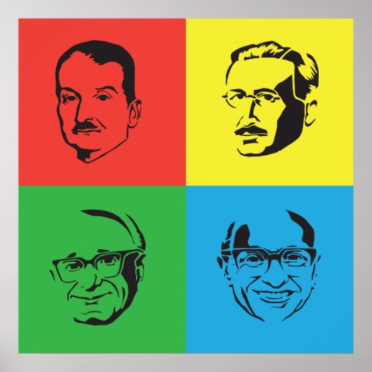 Econ Heads - Mises, Hayek, Rothbard, Friedman Poster (Vorne)