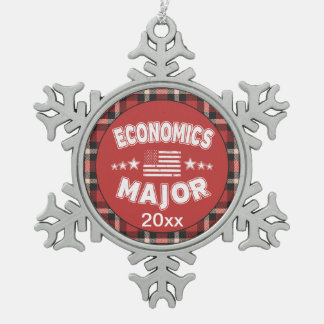 Economy Student USA Flag Red Kariert Schneeflocken Zinn-Ornament