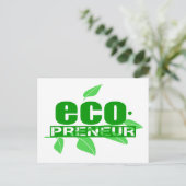 Ecopreneur mit Blätter, Zweig und Bindestrich Postkarte (Stehend Vorderseite)