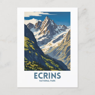 Ecrins Nationalpark Vintag Minimales Reiseplakat Postkarte