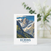 Ecrins Nationalpark Vintag Minimales Reiseplakat Postkarte (Stehend Vorderseite)