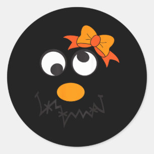 Ecrow-Gesicht Lustiger Bogen Thanksgiving Hallowee Runder Aufkleber