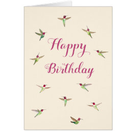 Ecru Anna's Hummingbirds Birthday Card