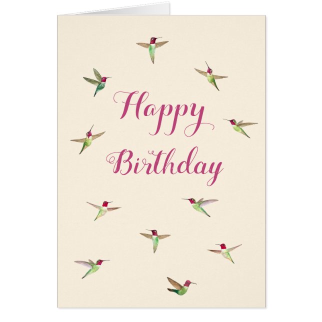Ecru Anna's Hummingbirds Birthday Card (Vorne)
