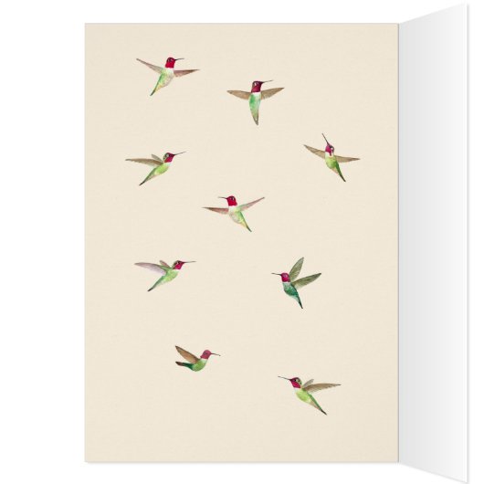 Ecru Anna's Hummingbirds Birthday Card (Innen (Links))
