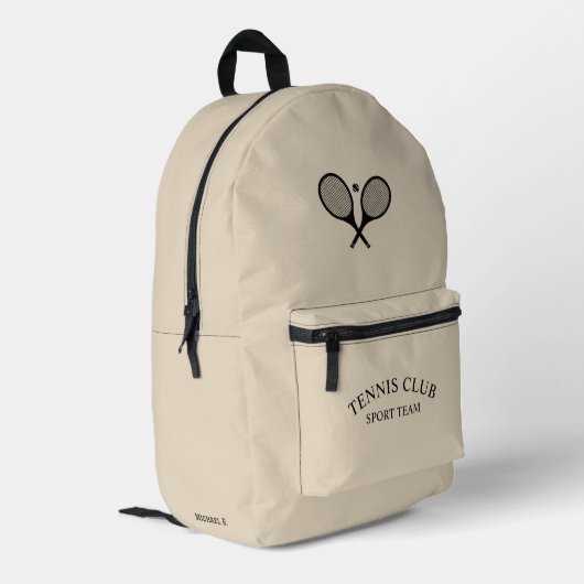 Ecru Beige Personalisiert Tennis Club Ristorante d Bedruckter Rucksack (Rückseitige Ecke links)