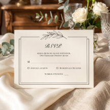 Ecru-Blatt-Zweig Formelle Hochzeits-RSVP