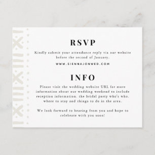 Ecru Boho Mudcloth Border Wedding Begleitkarte