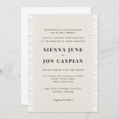 Ecru Boho Mudcloth Border Wedding Einladung (Vorne/Hinten)