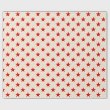 Ecru Bright Red Stars