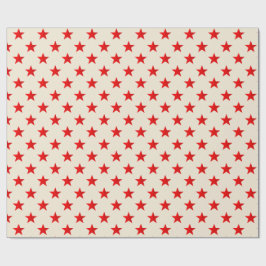 Ecru Bright Red Stars Geschenkpapier