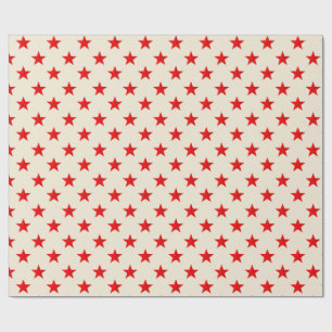 Ecru Bright Red Stars Geschenkpapier
