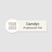 Ecru Circle Nametag mit Company Logo Safety Button (Vorderseite)