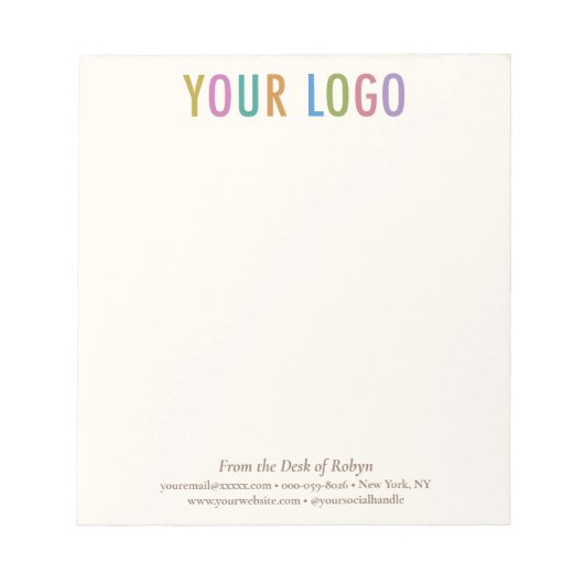 Ecru Cream Ivory Notepad Benutzerdefiniertes Logo Notizblock (Vorderseite)