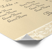 Ecru Damask Hochzeitssitzkarte für Empfang Poster (Ecke)