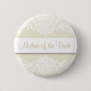 Ecru Damast-Mutter des Braut-Knopfes Button