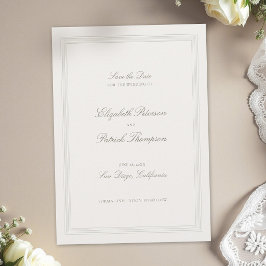 Ecru Dreifach Formal Elegant Modern Klassisch Hoch Save The Date