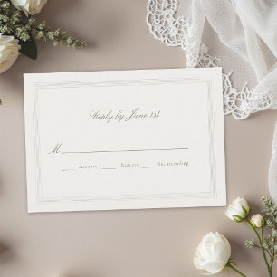Ecru Dreifache formelle Romanze Moderne klassische RSVP Karte