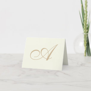 Ecru Elegant Script Monogram Dankeschön Karte