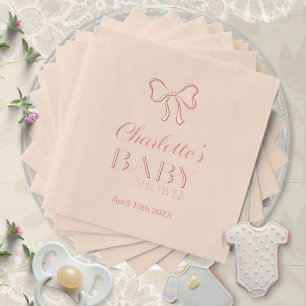 Ecru Elegante Bogen Baby Shower Datum Servietten Mit Folie