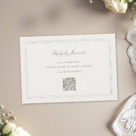 Ecru Formal Romance Modern Classic Triple Wedding RSVP Karte