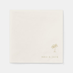 Ecru Gold Palmwedel personalisierte Namen Serviette