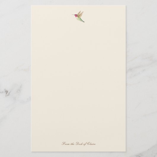 Ecru Hummingbird Stationery Paper Briefpapier (Vorderseite)