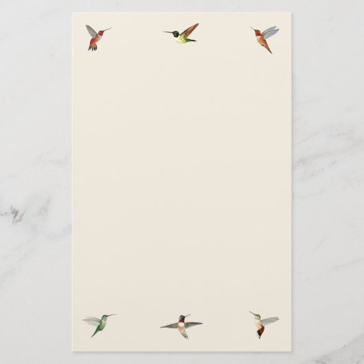 Ecru Hummingbird Stationery Paper Briefpapier (Vorderseite)