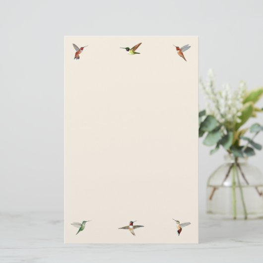 Ecru Hummingbird Stationery Paper Briefpapier (Stehend Vorderseite)