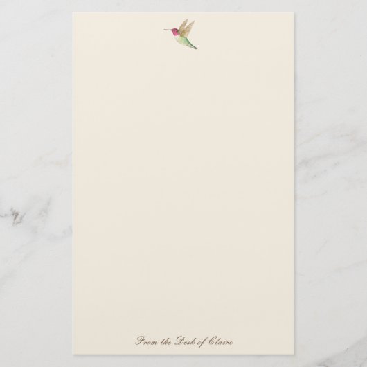 Ecru Hummingbird Stationery Paper Briefpapier (Vorderseite)