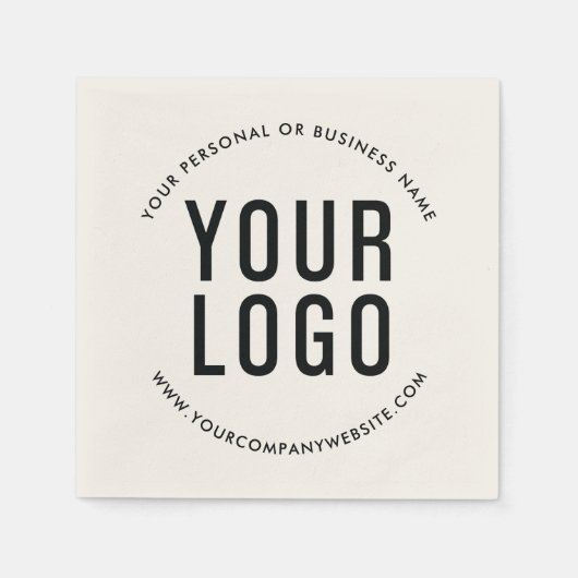 Ecru Minimalistisch Business Logo Company Veransta Serviette (Vorderseite)