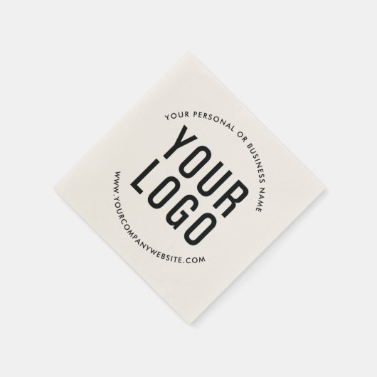 Ecru Minimalistisch Business Logo Company Veransta Serviette (Ecke)