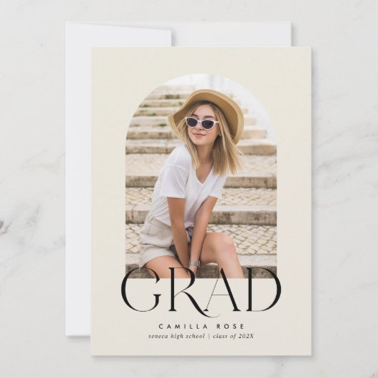 Ecru Modern Minimalistisch Arch Abschluss Ankündigung (Vorderseite)