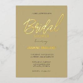 Ecru Modern Simple Brautparty Gold Folieneinladung