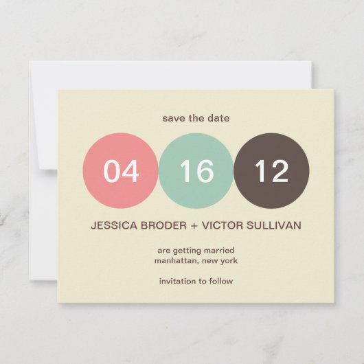Ecru pastel dot wedning Save the Date (Vorderseite)