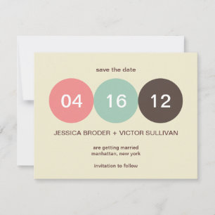 Ecru-Pastell-Punkt-Hochzeitsankündigung Save-the-D Save The Date