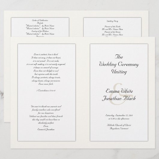 Ecru - Programm für die katholische Hochzeitfeier (Vorne/Hinten)