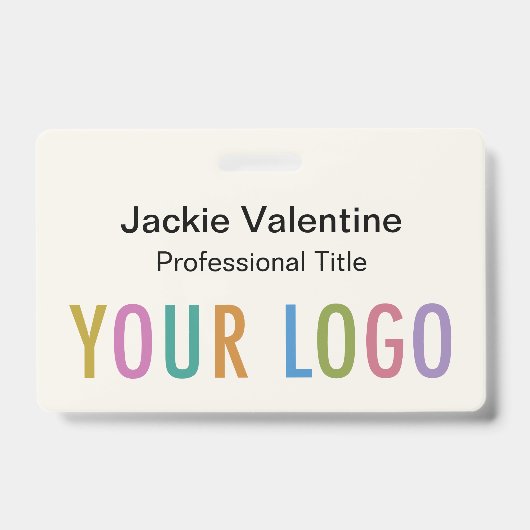 Ecru-PVC-Name-Abzeichen mit Rollen-Clip oder Lanya Ausweis (Vorderseite)