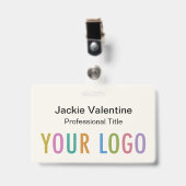 Ecru-PVC-Name-Abzeichen mit Rollen-Clip oder Lanya Ausweis (Vorderseite mit Clip)