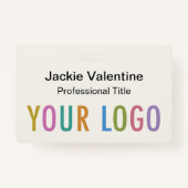 Ecru-PVC-Name-Abzeichen mit Rollen-Clip oder Lanya Ausweis (Vorderseite)