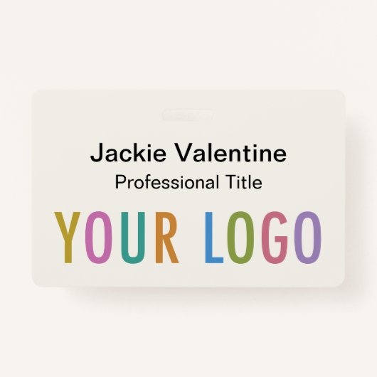 Ecru-PVC-Name-Abzeichen mit Rollen-Clip oder Lanya Ausweis (Vorderseite)
